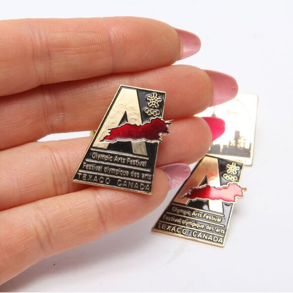 Vintage Texaco Esso Enamelled Pins Olympic Arts 1979 1988 Gold Games Retro x 5 - Picture 2 of 7
